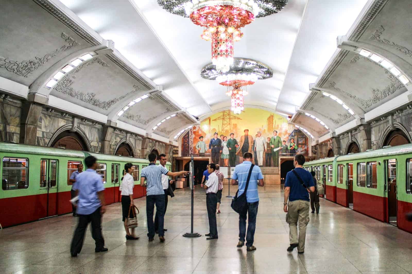 The metro in Pyongyang, North Korea that is open to tourists 
