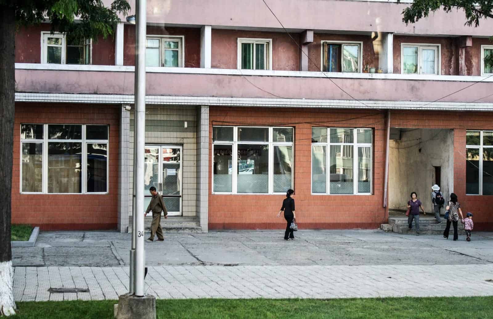 Life in North Korea - a street view from the bus window on a tour to the DPRK